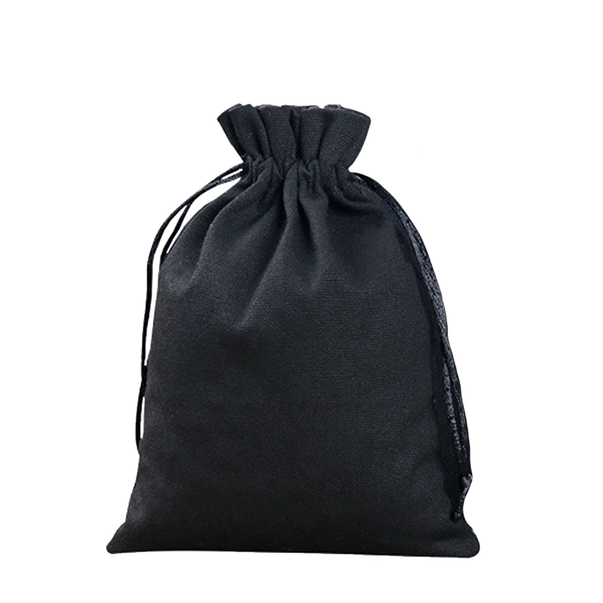 Black Canvas Drawstring Pouches - Heavy Duty Cotton Storage Bags for Wedding Gifts and Home Organization