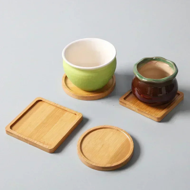 Vassoio in Bambù Multi-uso per Piante e Tazze - Sottobicchiere Decorativo in Legno per Cucina
