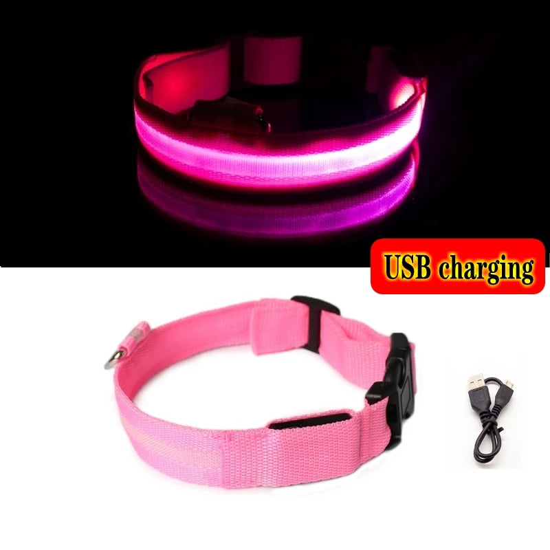 LED Dog Collar Light - Anti-Lost, Luminous USB Rechargeable Collar for Dogs and Puppies at Night