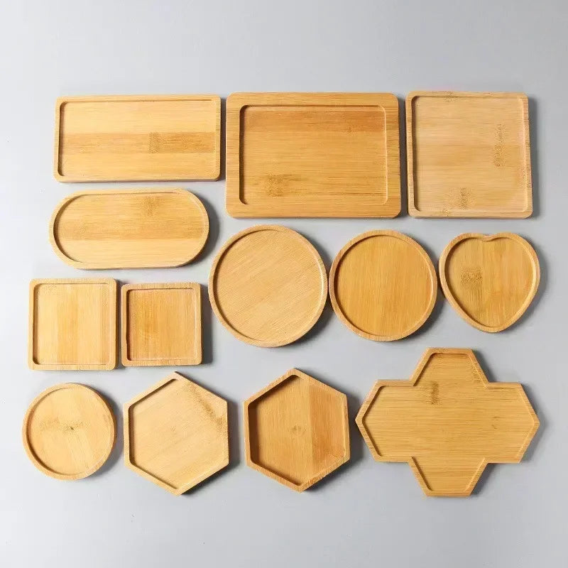 Vassoio in Bambù Multi-uso per Piante e Tazze - Sottobicchiere Decorativo in Legno per Cucina