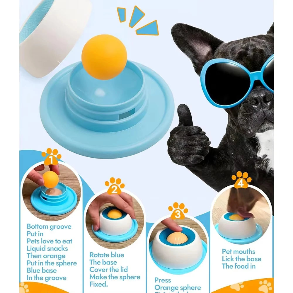 Dog Cat Licking Bowl for Liquid Treats - Non-slip Slow Feeder for Bone Broth & Yogurt