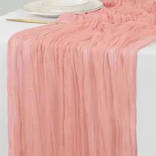 Runner da Tavola in Tessuto Boho Rosa 90x300cm - Per Matrimoni e Decorazioni
