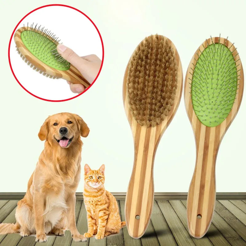 Spazzola a Doppia Faccia in Bambù per Cani