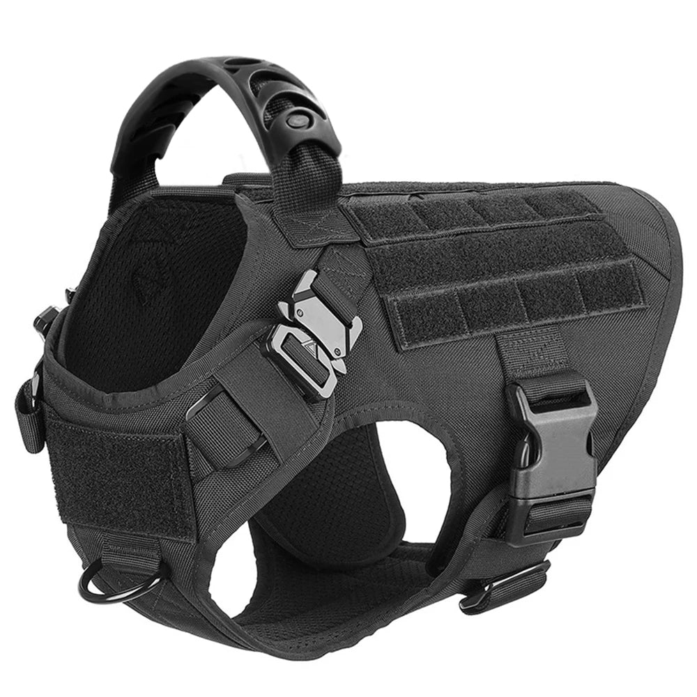 Dog Tactical Harness for Large Dogs with Molle Pouch - Military Training Vest for French Bulldogs and Other Breeds