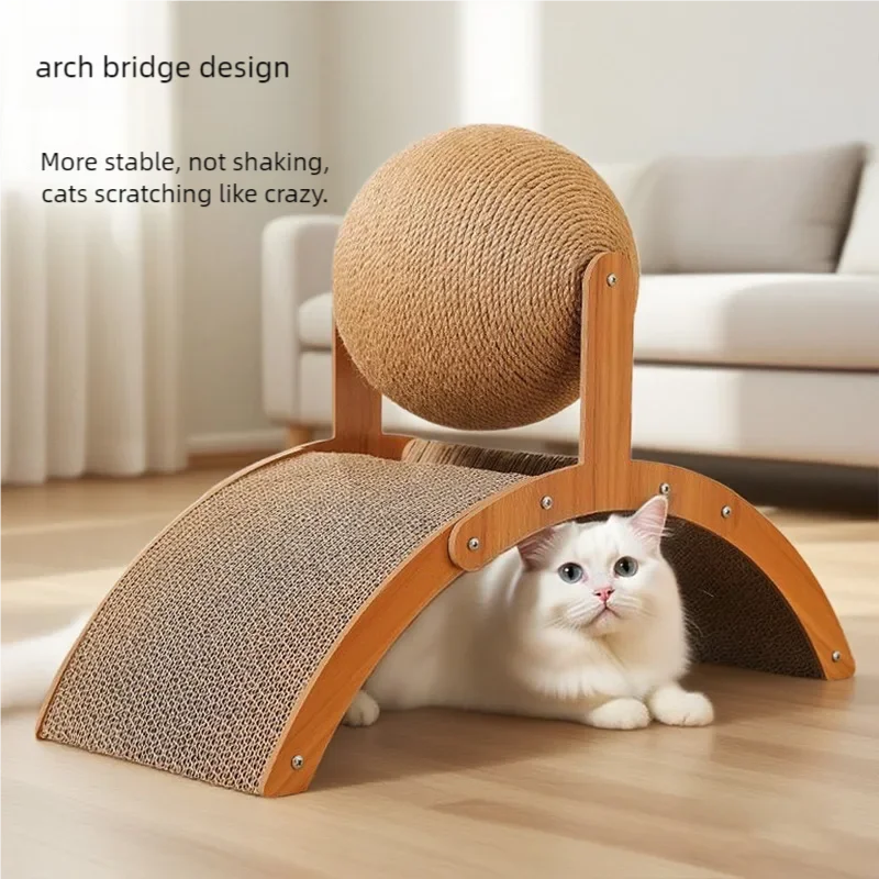 Tiragraffi a sfera in sisal con base in legno