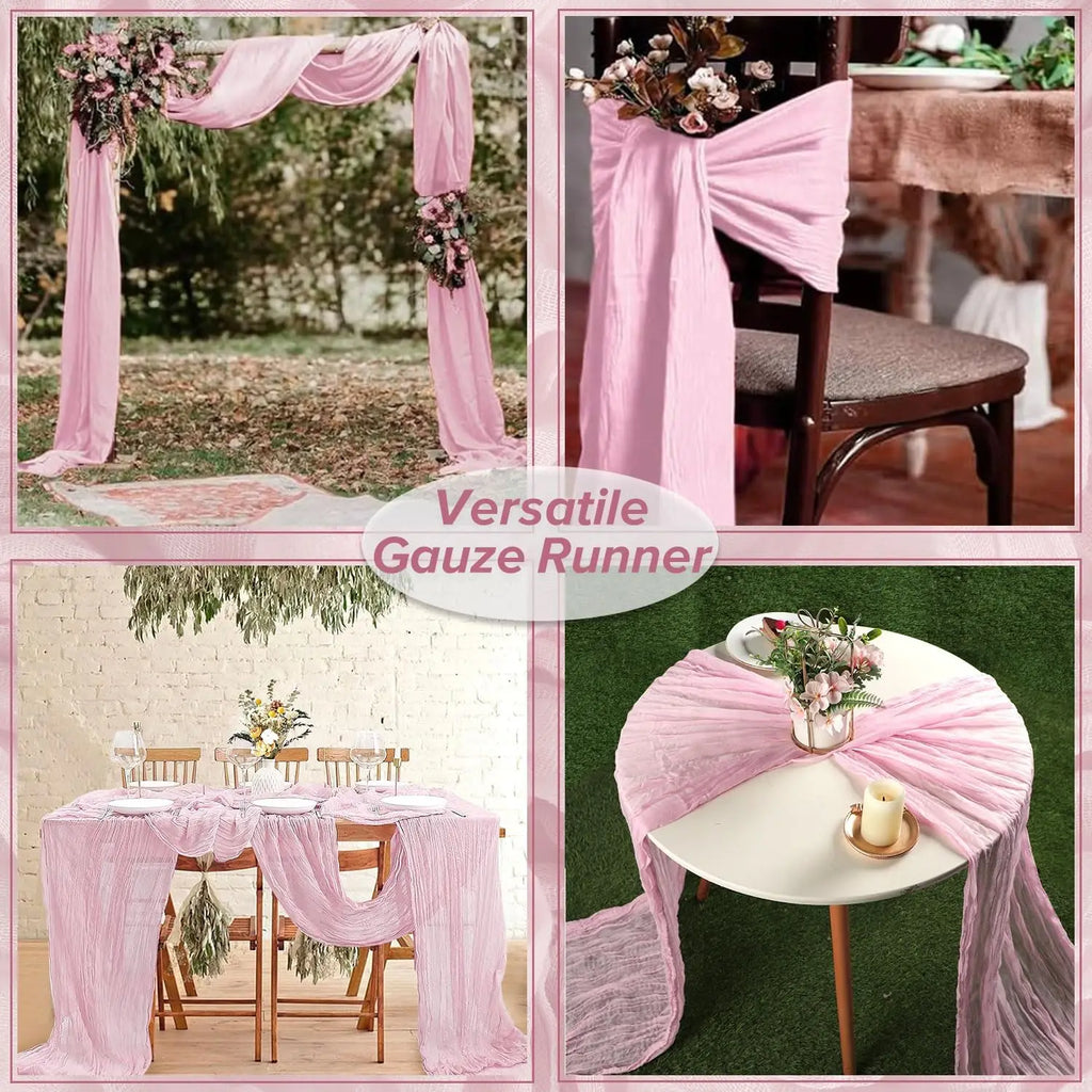 Runner da Tavola in Tessuto Boho Rosa 90x300cm - Per Matrimoni e Decorazioni