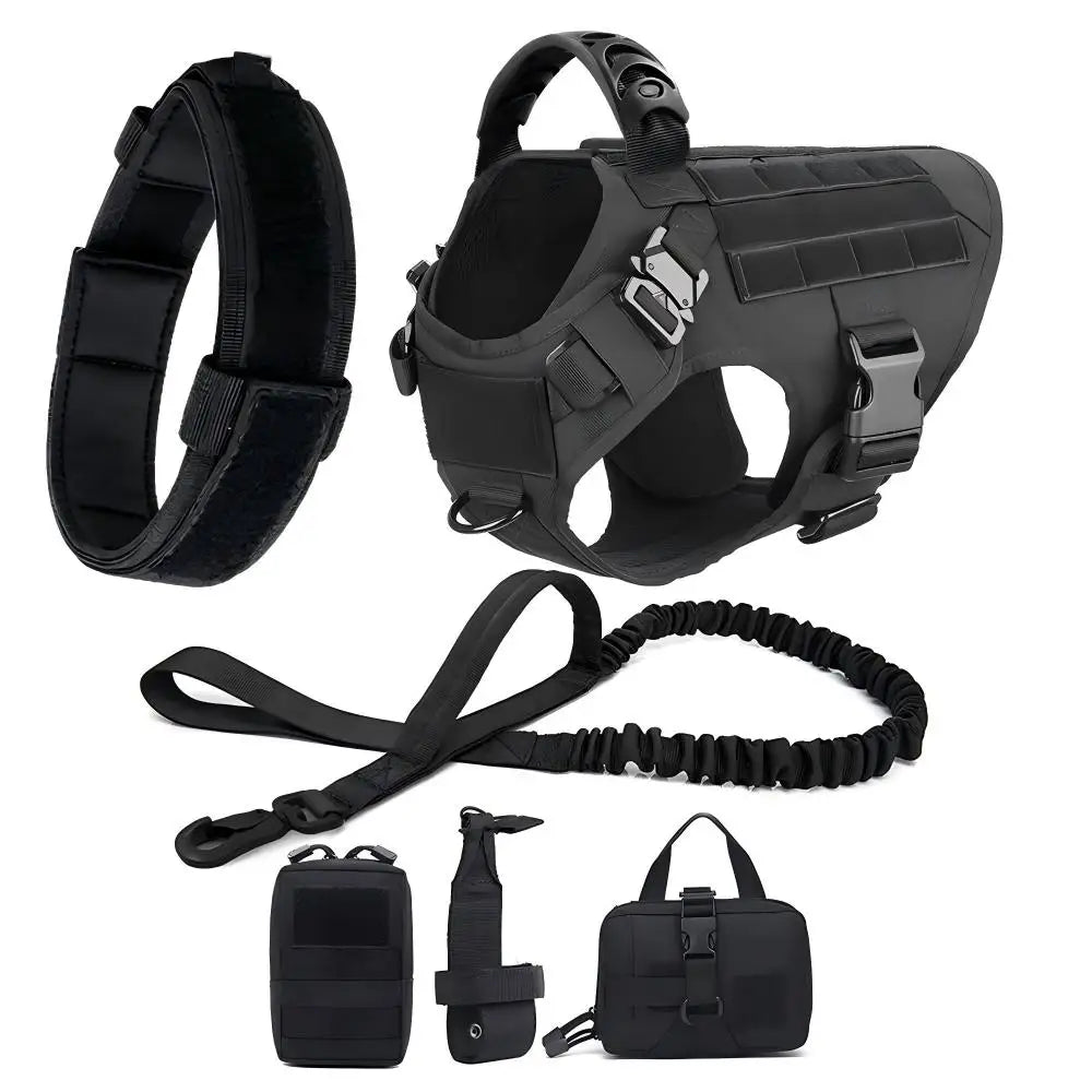 Dog Tactical Harness for Large Dogs with Molle Pouch - Military Training Vest for French Bulldogs and Other Breeds