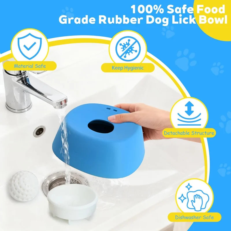 Dog Cat Licking Bowl for Liquid Treats - Non-slip Slow Feeder for Bone Broth & Yogurt