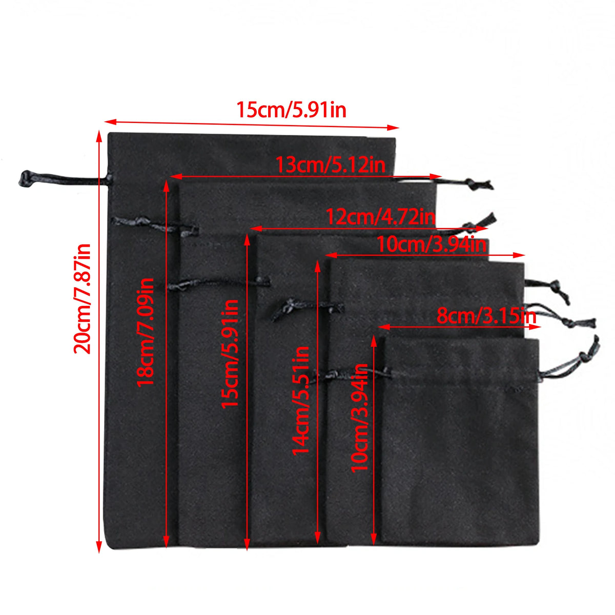 Black Canvas Drawstring Pouches - Heavy Duty Cotton Storage Bags for Wedding Gifts and Home Organization