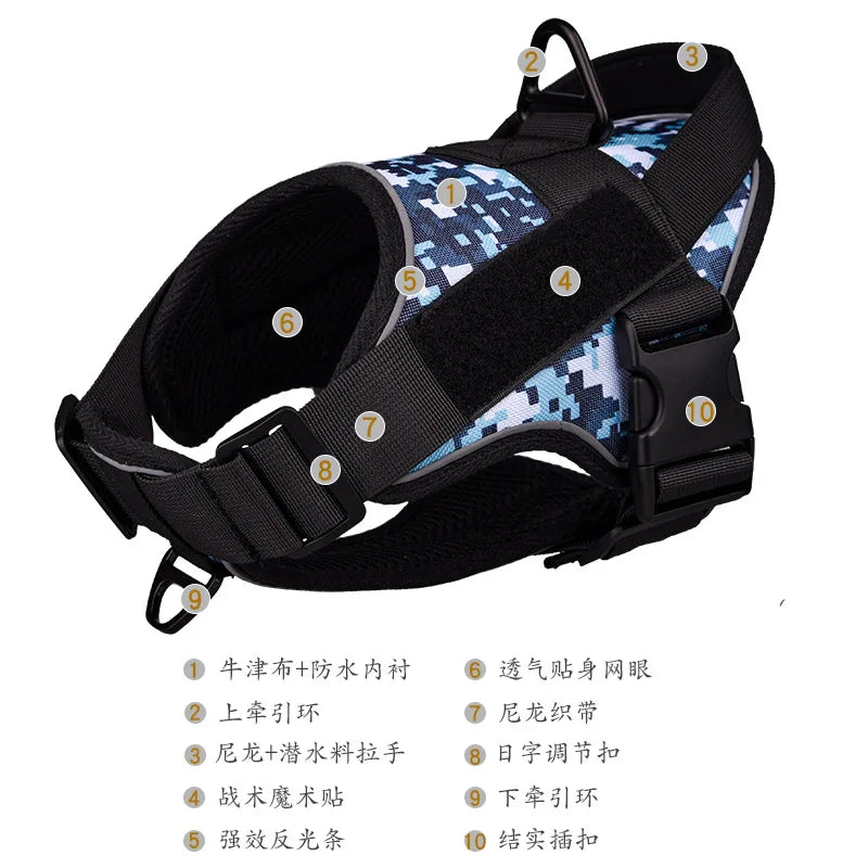 Dog Leash with Explosion-Proof Design and Reflective Chest Strap for Medium and Large Dogs