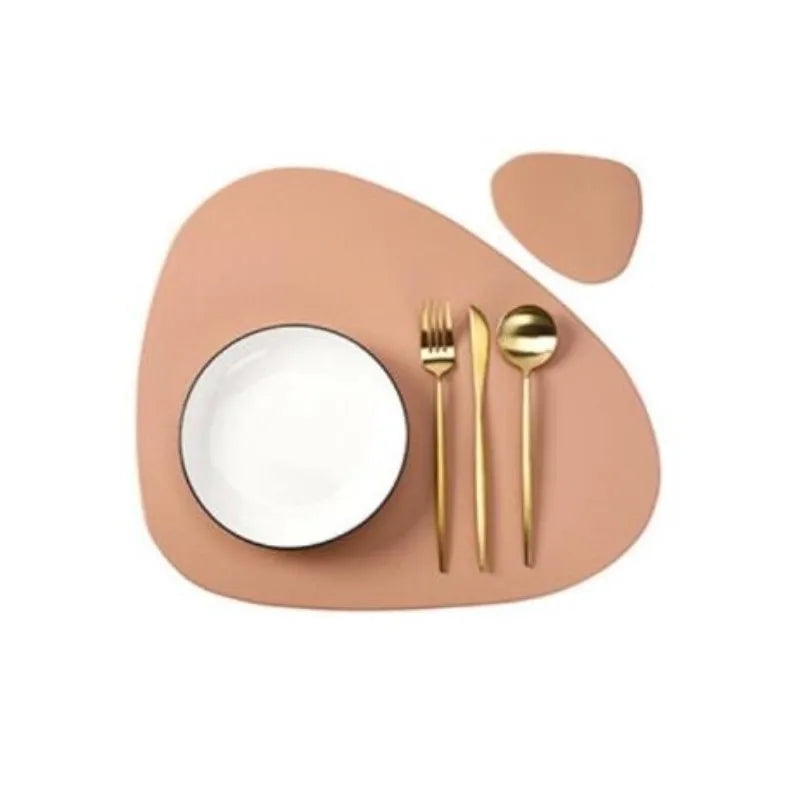 Set Tovagliette e Sottobicchieri in Ecopelle Crema - Antigrasso, Impermeabili (1/4/6 Set)