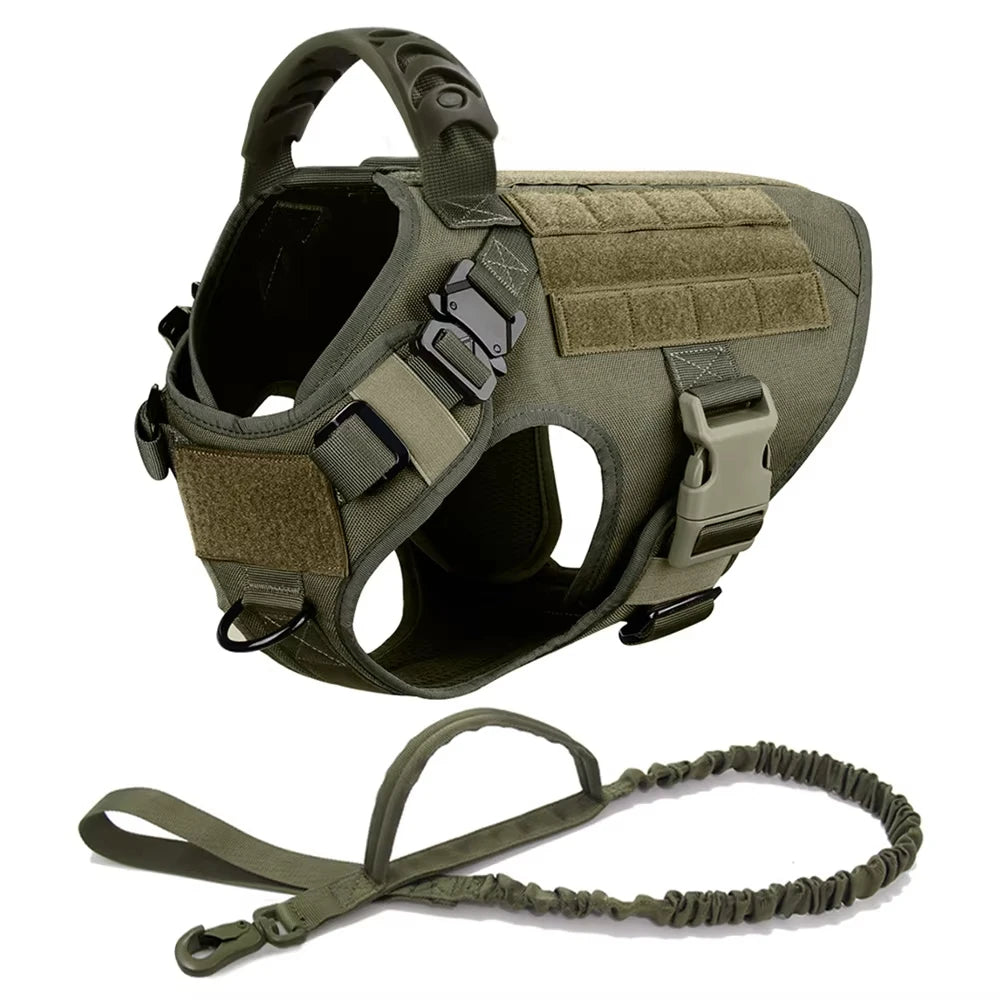 Dog Tactical Harness for Large Dogs with Molle Pouch - Military Training Vest for French Bulldogs and Other Breeds