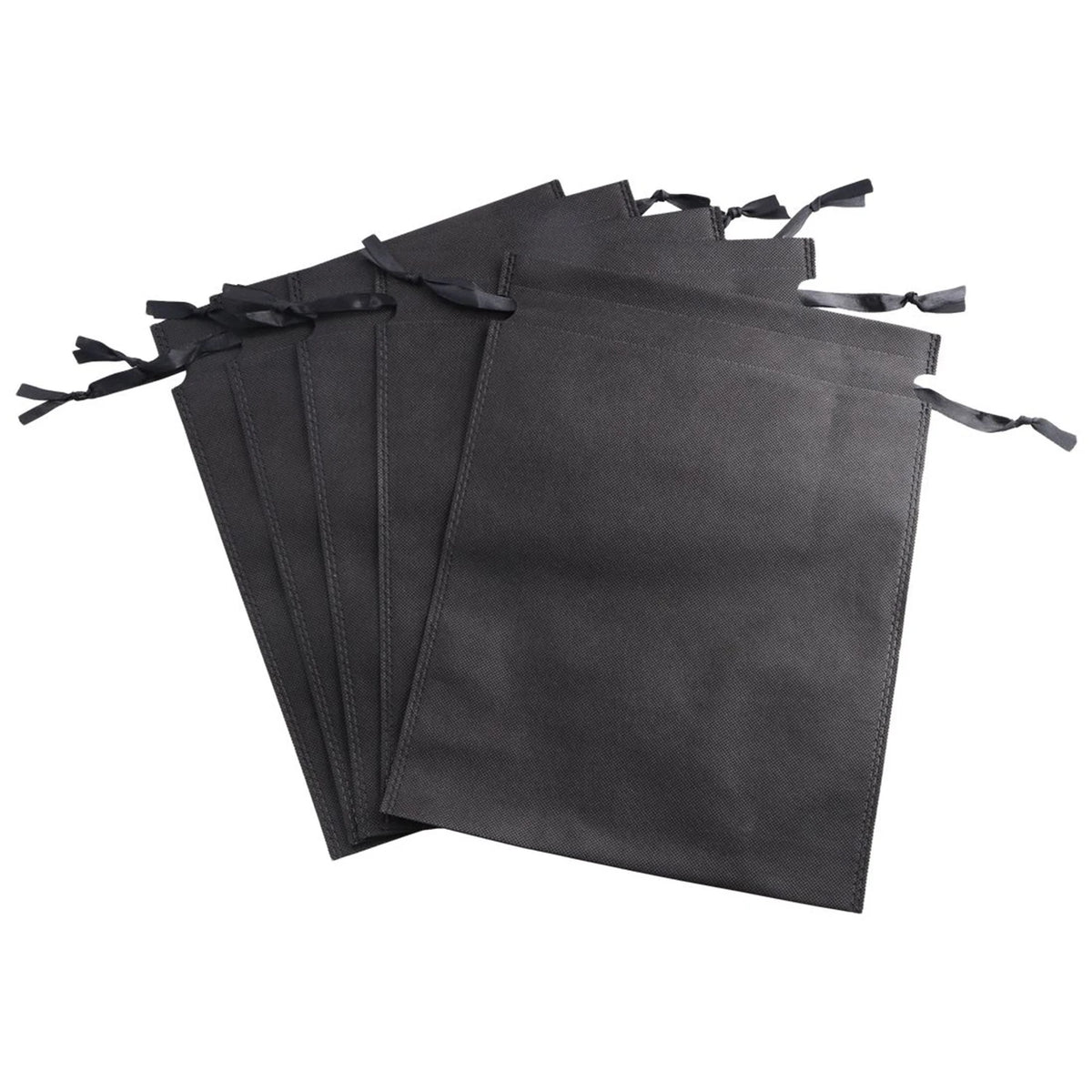 Black Canvas Drawstring Pouches - Heavy Duty Cotton Storage Bags for Wedding Gifts and Home Organization