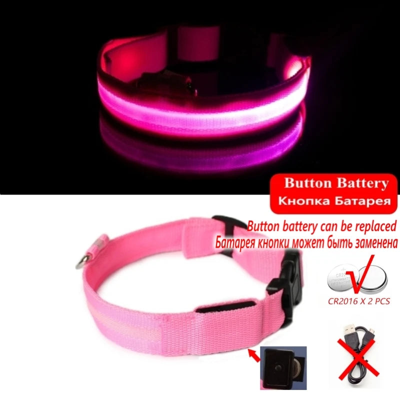 LED Dog Collar Light - Anti-Lost, Luminous USB Rechargeable Collar for Dogs and Puppies at Night
