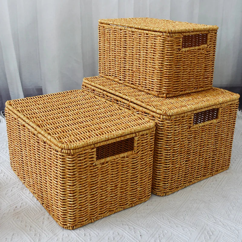 Rattan Woven Oversized Storage Box for Clothes and Quilts – Large Capacity Laundry Basket for Dormitory Organization