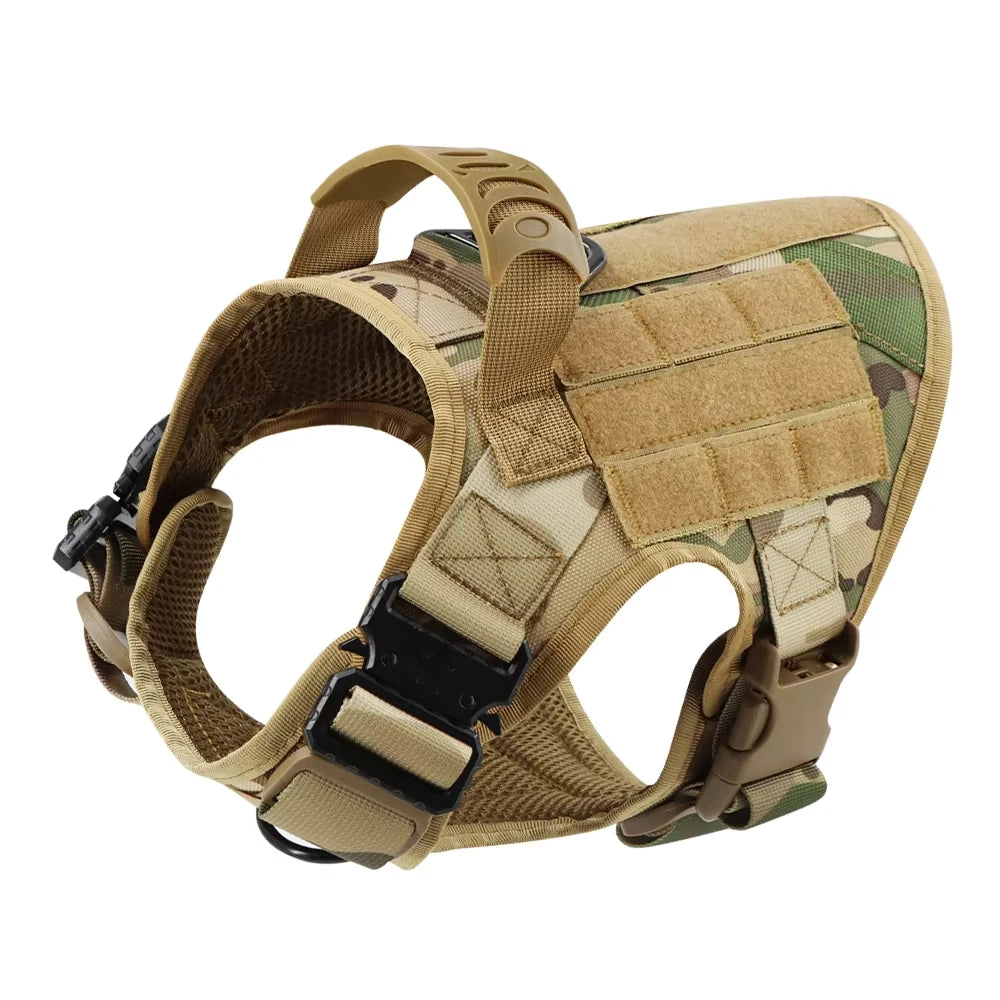 Dog Tactical Harness for Large Dogs with Molle Pouch - Military Training Vest for French Bulldogs and Other Breeds