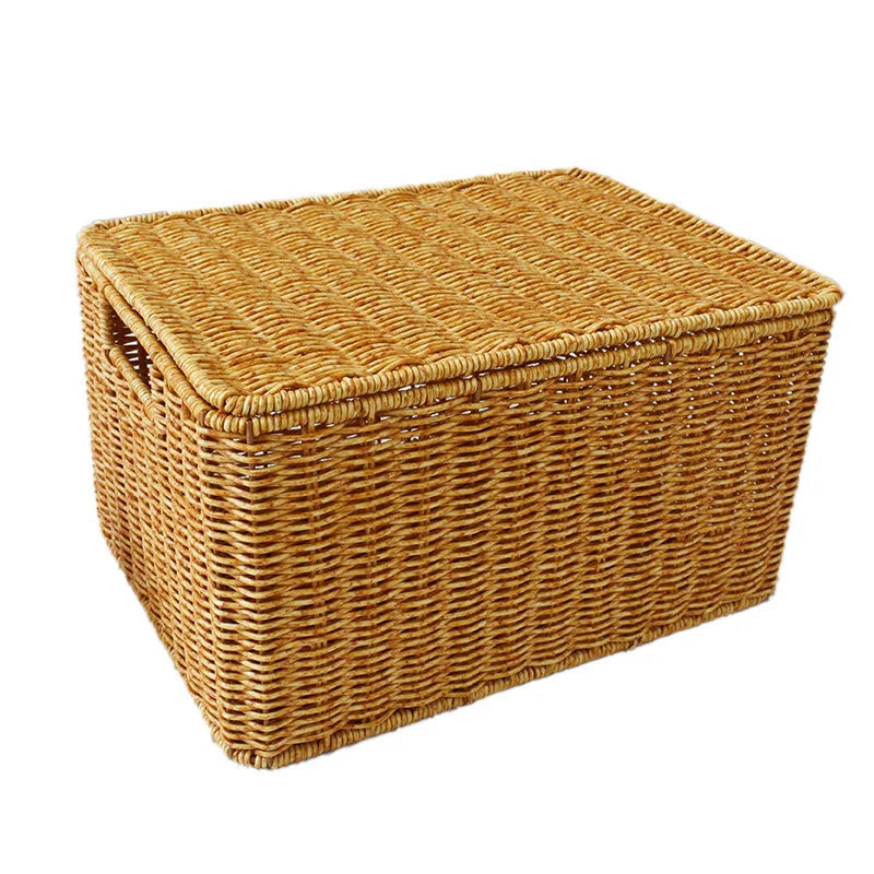 Rattan Woven Oversized Storage Box for Clothes and Quilts – Large Capacity Laundry Basket for Dormitory Organization