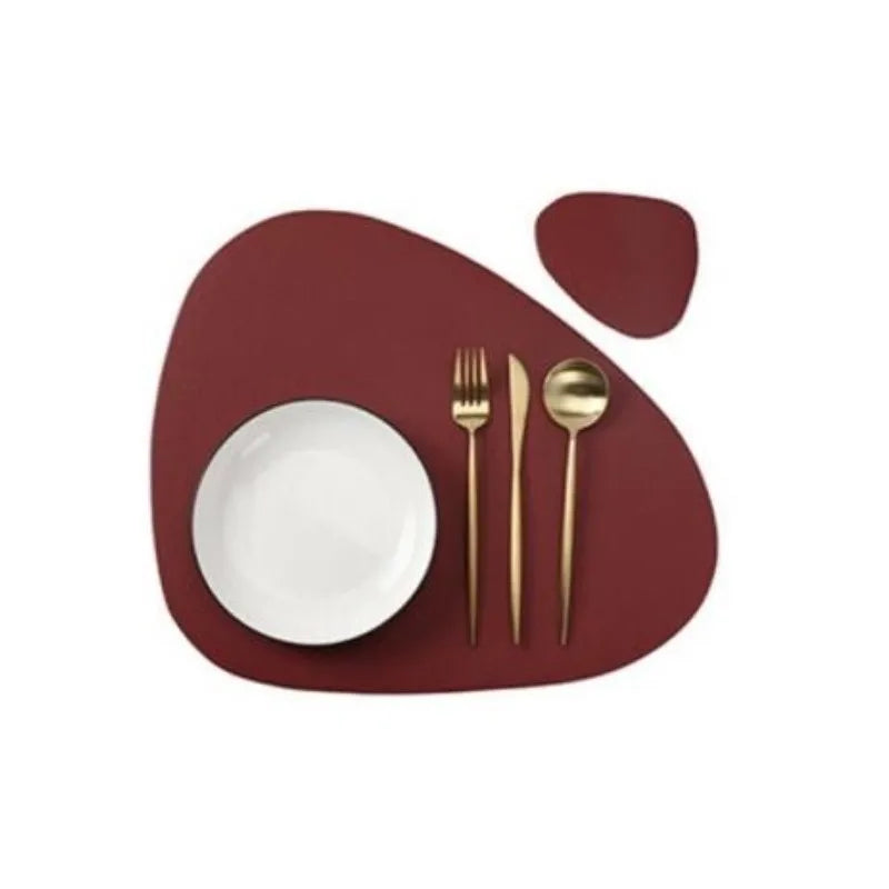 Set Tovagliette e Sottobicchieri in Ecopelle Crema - Antigrasso, Impermeabili (1/4/6 Set)