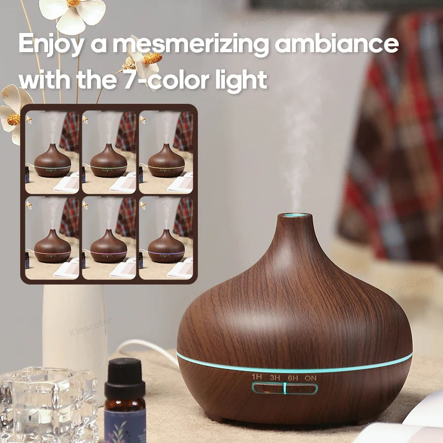 Diffusore di Aromi USB con Design in Legno - Umidificatore a Nebbia Fredda per Oli Essenziali