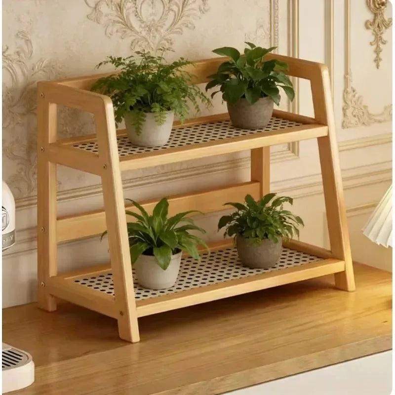 Retro Bamboo 2-Tier Kitchen Storage Rack - Sturdy Countertop Organizer for Home, Hotel, or Apartment