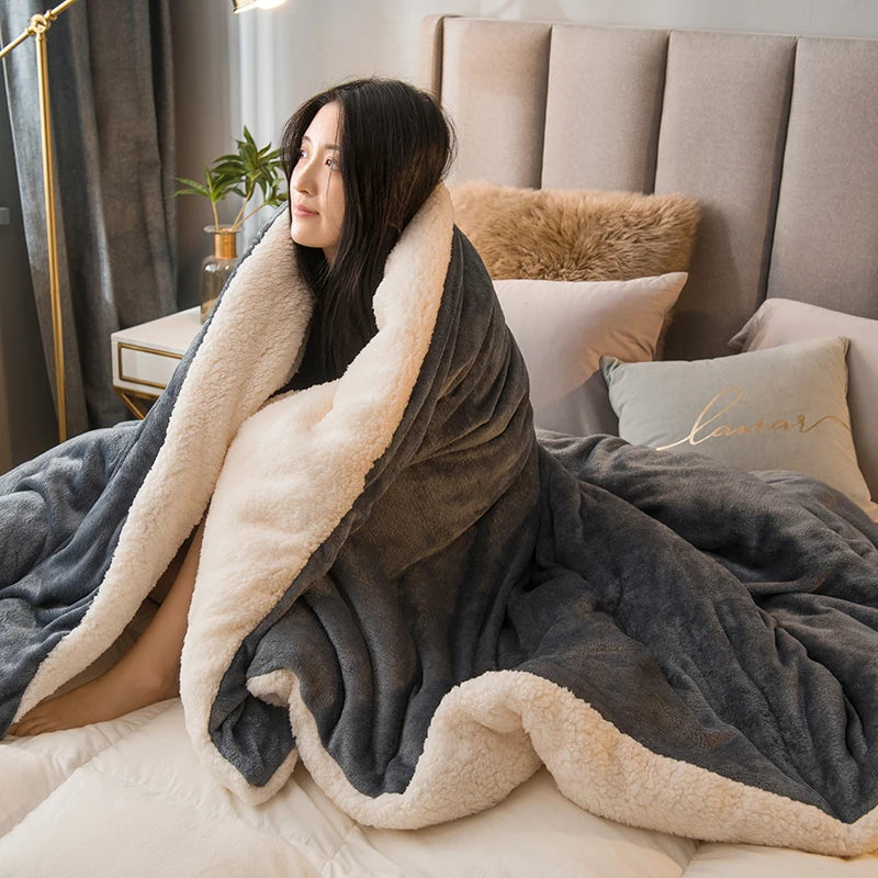 Coperta in Lana Double Face Formato Queen - Per Inverno e Campeggio