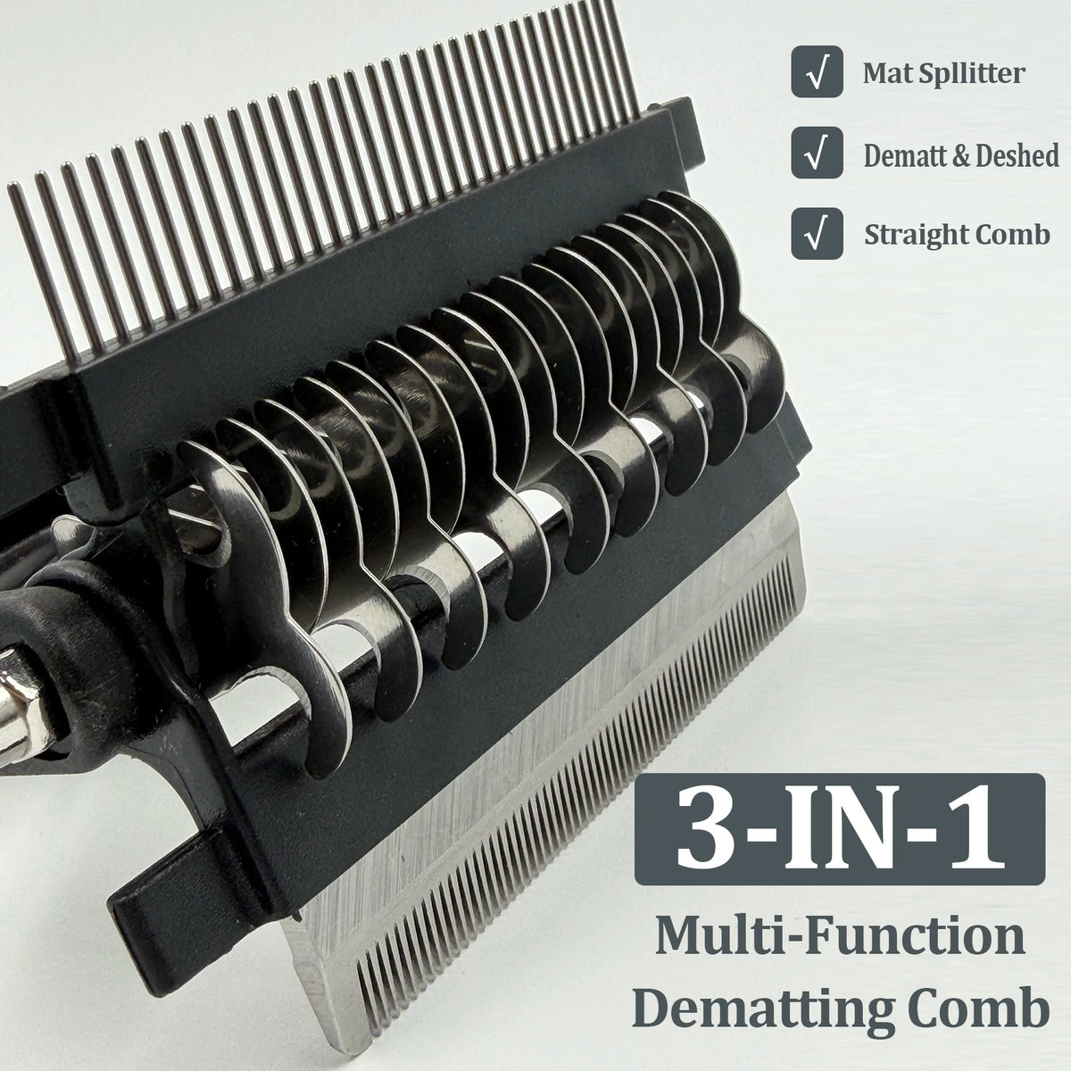 3 in 1 Dog Grooming Brush - Deshedding Tool with Stainless Steel Teeth & Double-Sided Comb for Effective Fur Removal