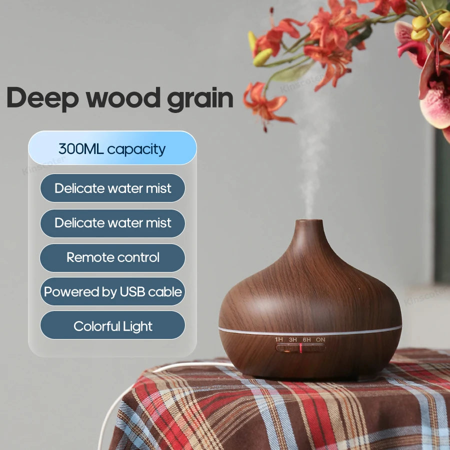 Diffusore di Aromi USB con Design in Legno - Umidificatore a Nebbia Fredda per Oli Essenziali
