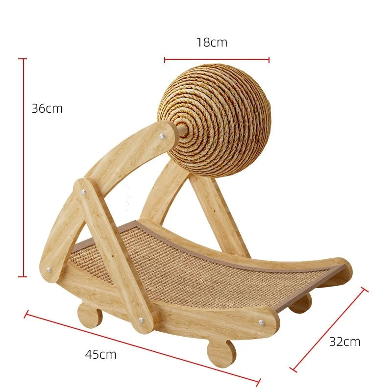 Tiragraffi a sfera in sisal con base in legno