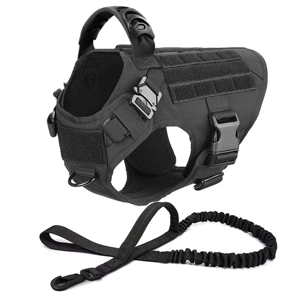 Dog Tactical Harness for Large Dogs with Molle Pouch - Military Training Vest for French Bulldogs and Other Breeds