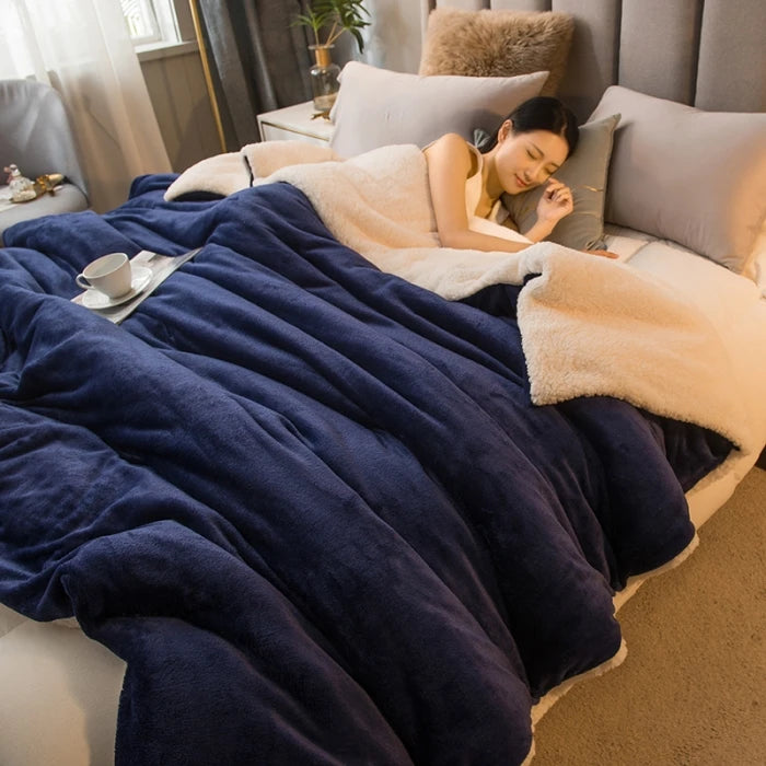 Coperta in Lana Double Face Formato Queen - Per Inverno e Campeggio