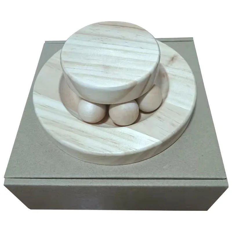 Wooden Cat Toy Tower with 3 Levels and Disc Tracks for Pet Intelligence and Amusement