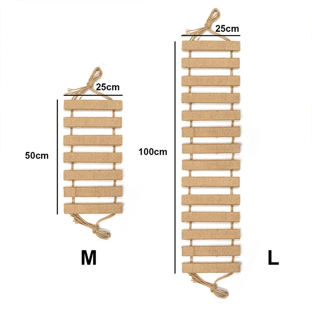 Cat Climbing Frame Bridge - Wooden Cat Ladder with Sisal Rope for Scratching, Cage Climber & Pet Furniture