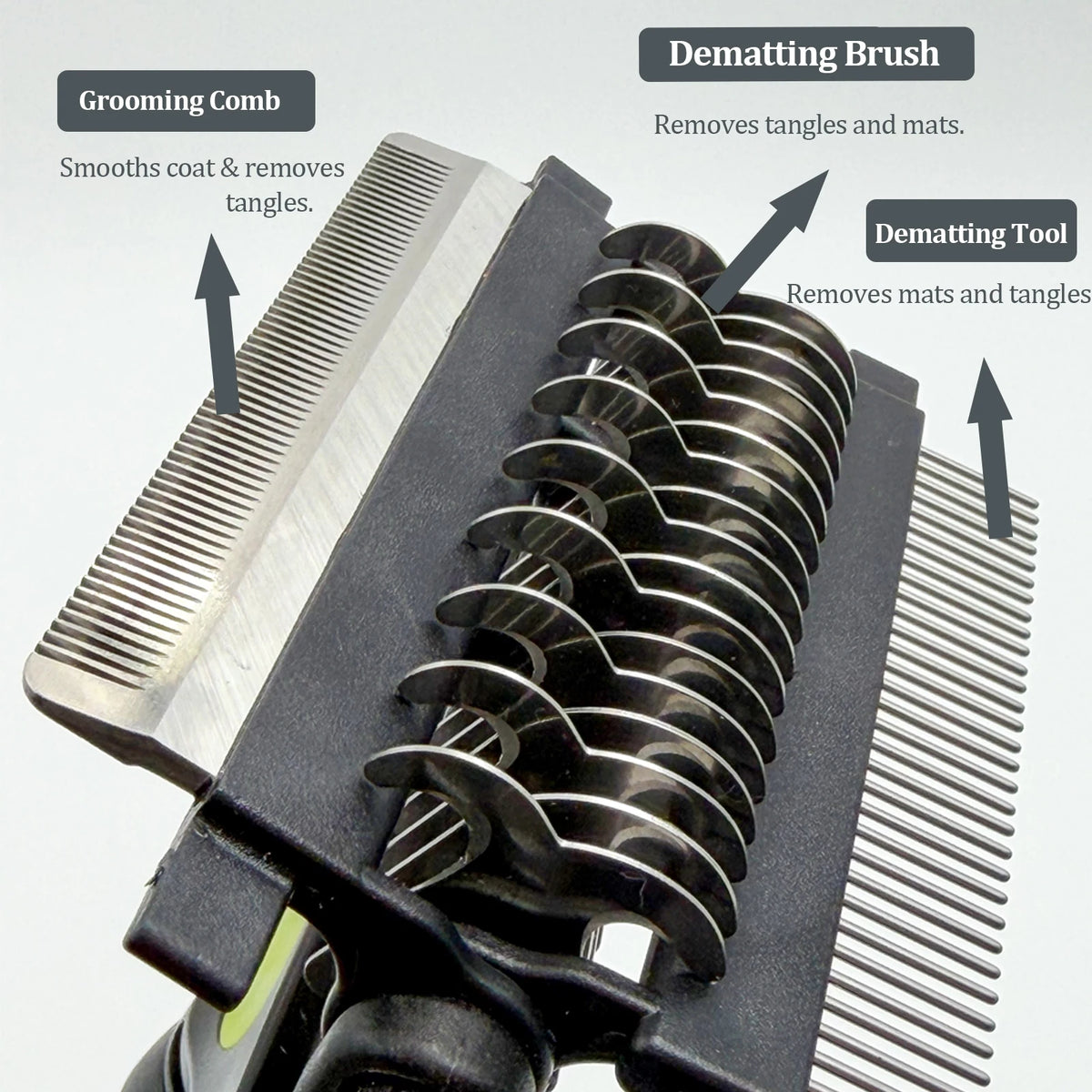 3 in 1 Dog Grooming Brush - Deshedding Tool with Stainless Steel Teeth & Double-Sided Comb for Effective Fur Removal