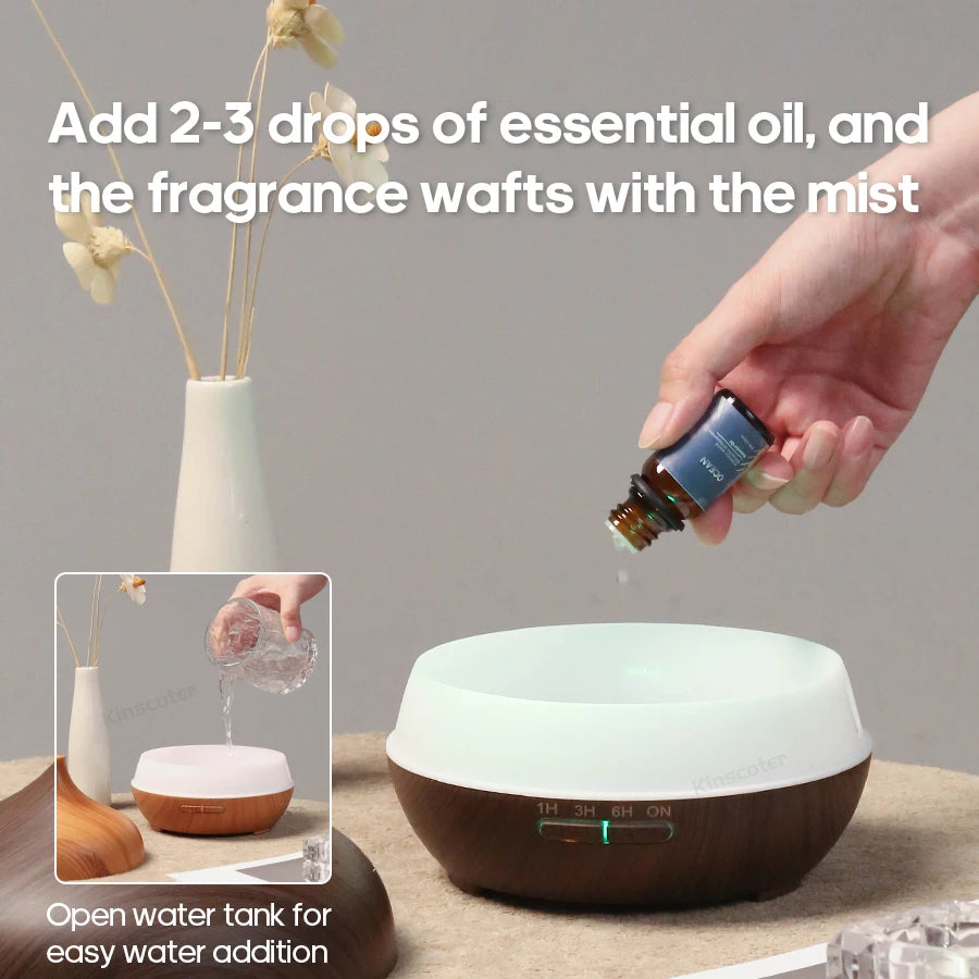 Diffusore di Aromi USB con Design in Legno - Umidificatore a Nebbia Fredda per Oli Essenziali