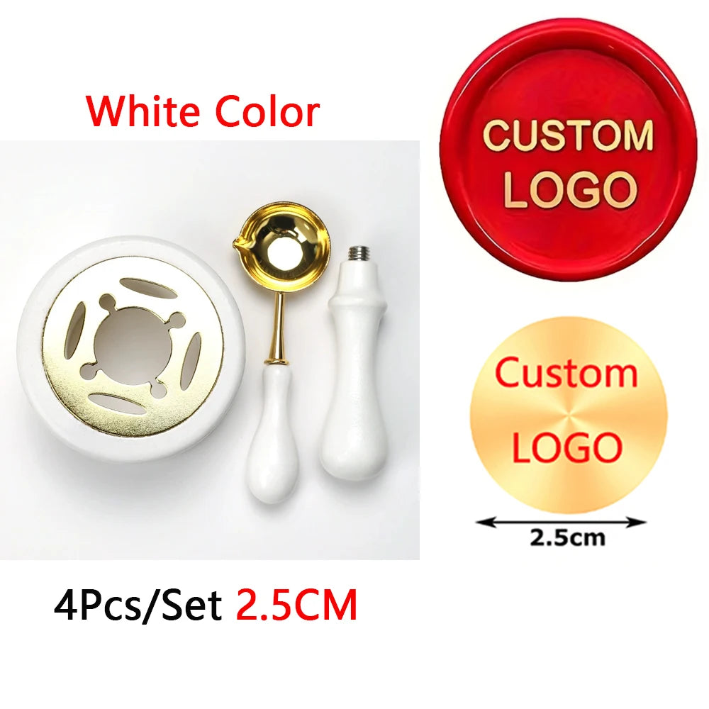 Custom Wax Seal Stamp Kit with Personalized Logo and Melting Spoon for Wedding Invitations