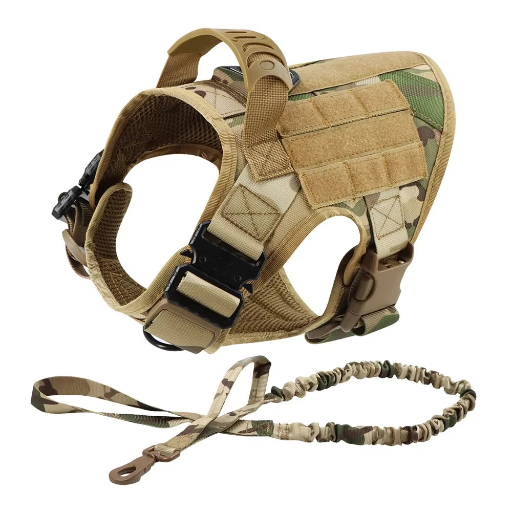 Dog Tactical Harness for Large Dogs with Molle Pouch - Military Training Vest for French Bulldogs and Other Breeds