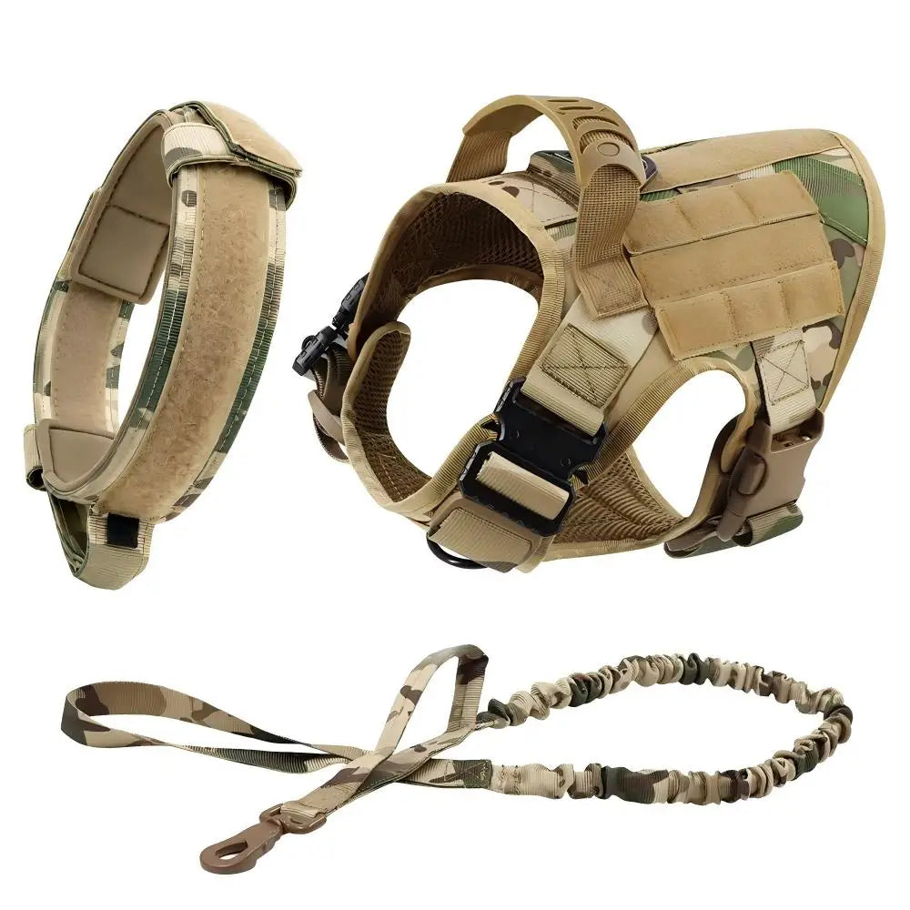 Dog Tactical Harness for Large Dogs with Molle Pouch - Military Training Vest for French Bulldogs and Other Breeds