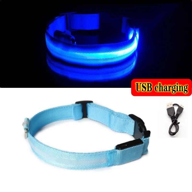 LED Dog Collar Light - Anti-Lost, Luminous USB Rechargeable Collar for Dogs and Puppies at Night