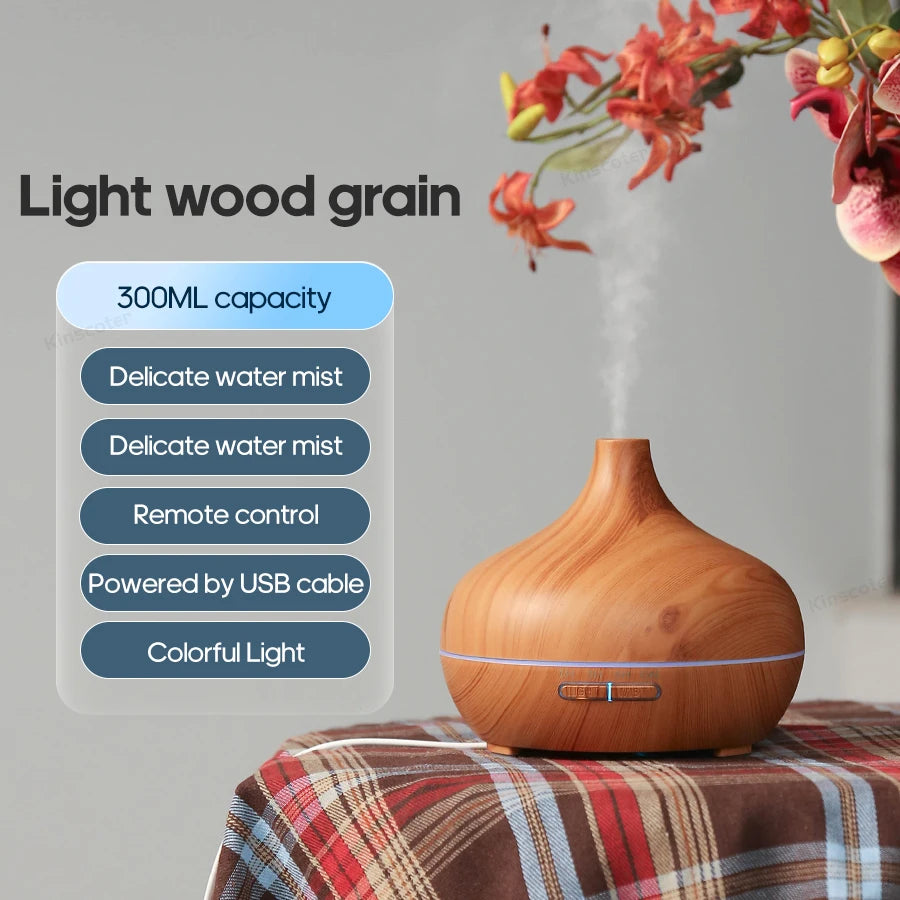 Diffusore di Aromi USB con Design in Legno - Umidificatore a Nebbia Fredda per Oli Essenziali