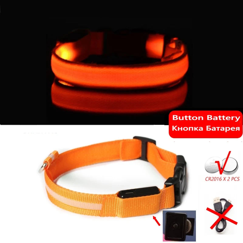 LED Dog Collar Light - Anti-Lost, Luminous USB Rechargeable Collar for Dogs and Puppies at Night