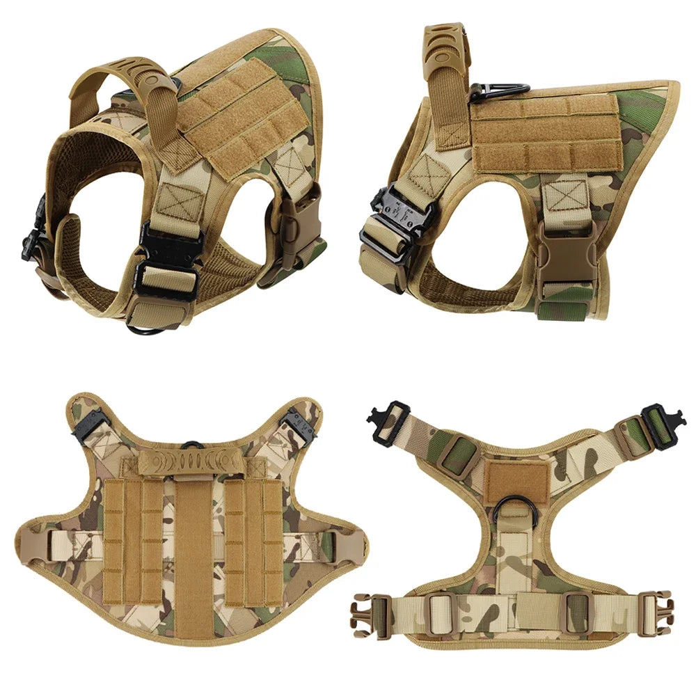 Dog Tactical Harness for Large Dogs with Molle Pouch - Military Training Vest for French Bulldogs and Other Breeds