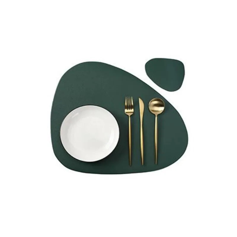 Set Tovagliette e Sottobicchieri in Ecopelle Crema - Antigrasso, Impermeabili (1/4/6 Set)