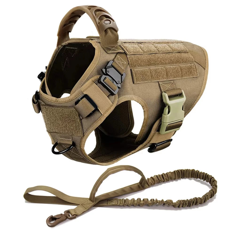 Dog Tactical Harness for Large Dogs with Molle Pouch - Military Training Vest for French Bulldogs and Other Breeds