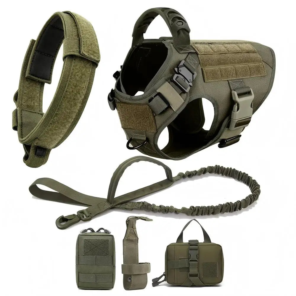 Dog Tactical Harness for Large Dogs with Molle Pouch - Military Training Vest for French Bulldogs and Other Breeds