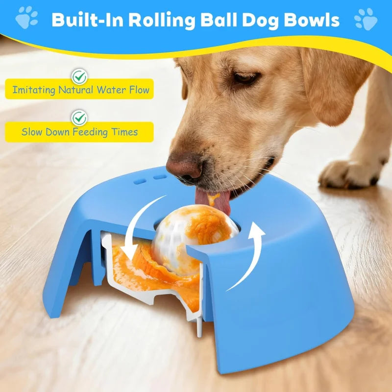 Dog Cat Licking Bowl for Liquid Treats - Non-slip Slow Feeder for Bone Broth & Yogurt