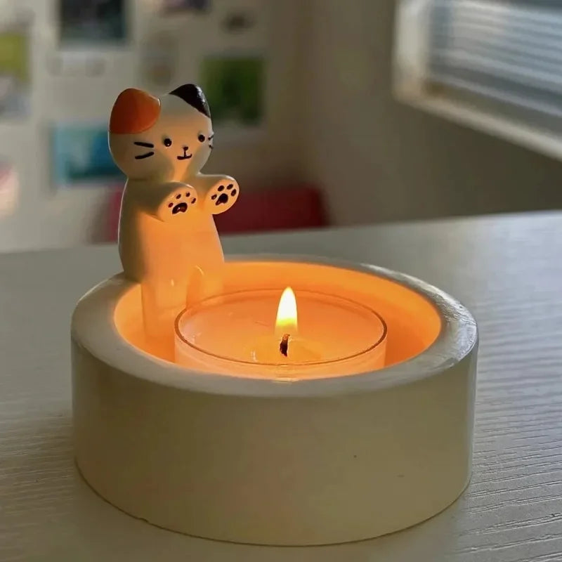 Portacandela a Forma di Gatto 2-in-1 - Per Aromaterapia e Decorazione Casa