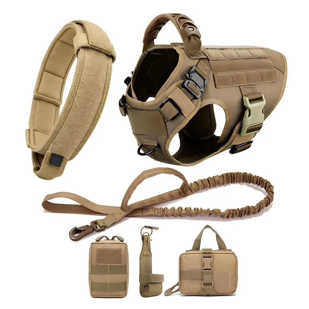 Dog Tactical Harness for Large Dogs with Molle Pouch - Military Training Vest for French Bulldogs and Other Breeds