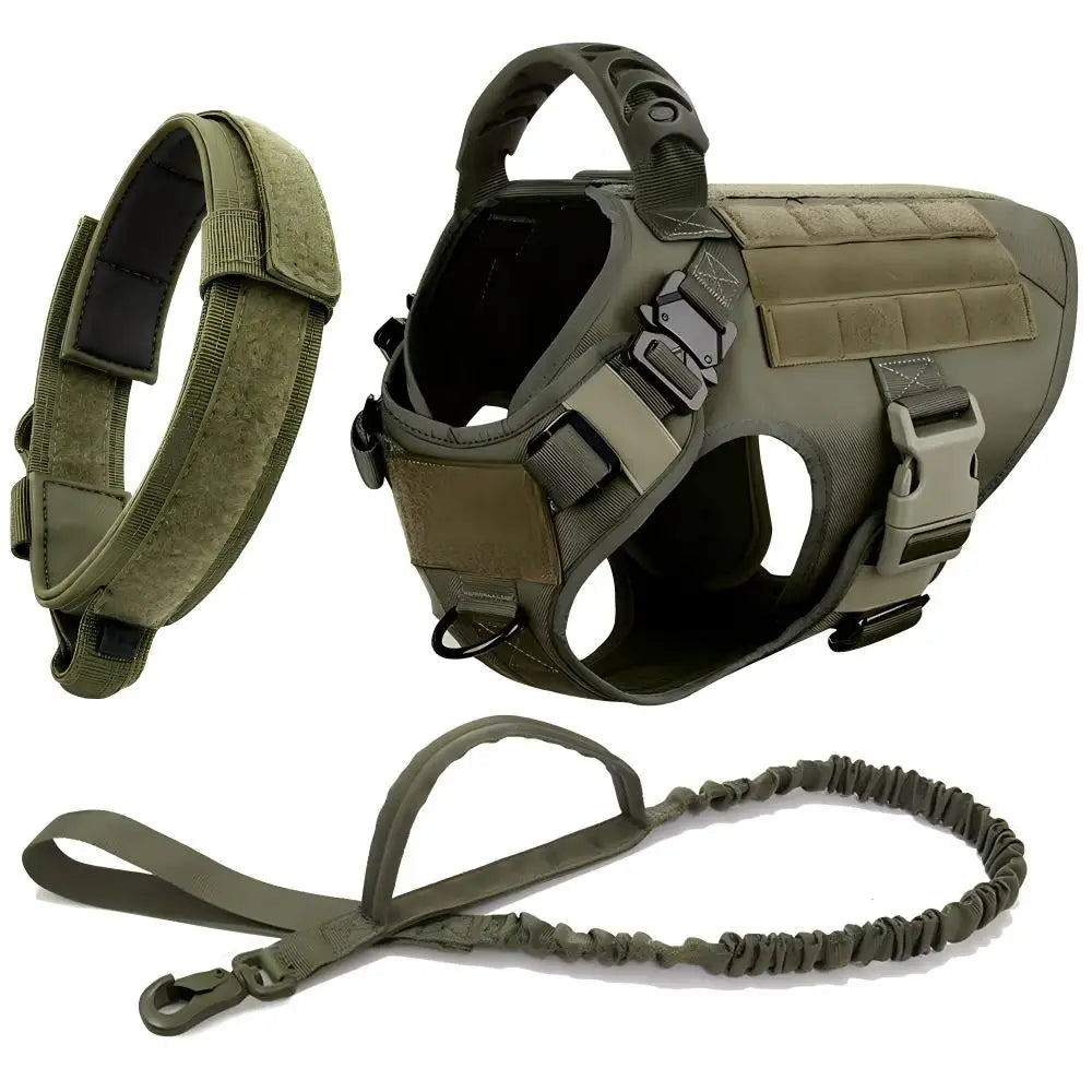 Dog Tactical Harness for Large Dogs with Molle Pouch - Military Training Vest for French Bulldogs and Other Breeds