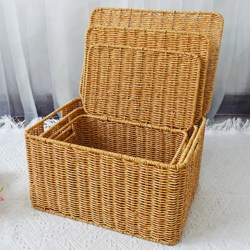 Rattan Woven Oversized Storage Box for Clothes and Quilts – Large Capacity Laundry Basket for Dormitory Organization