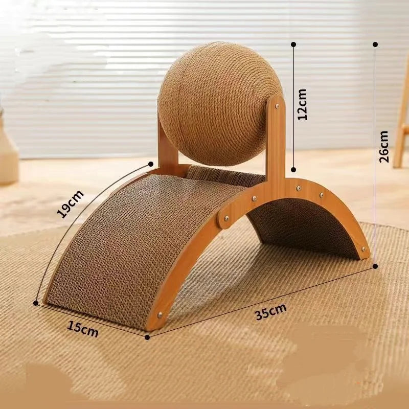 Tiragraffi a sfera in sisal con base in legno